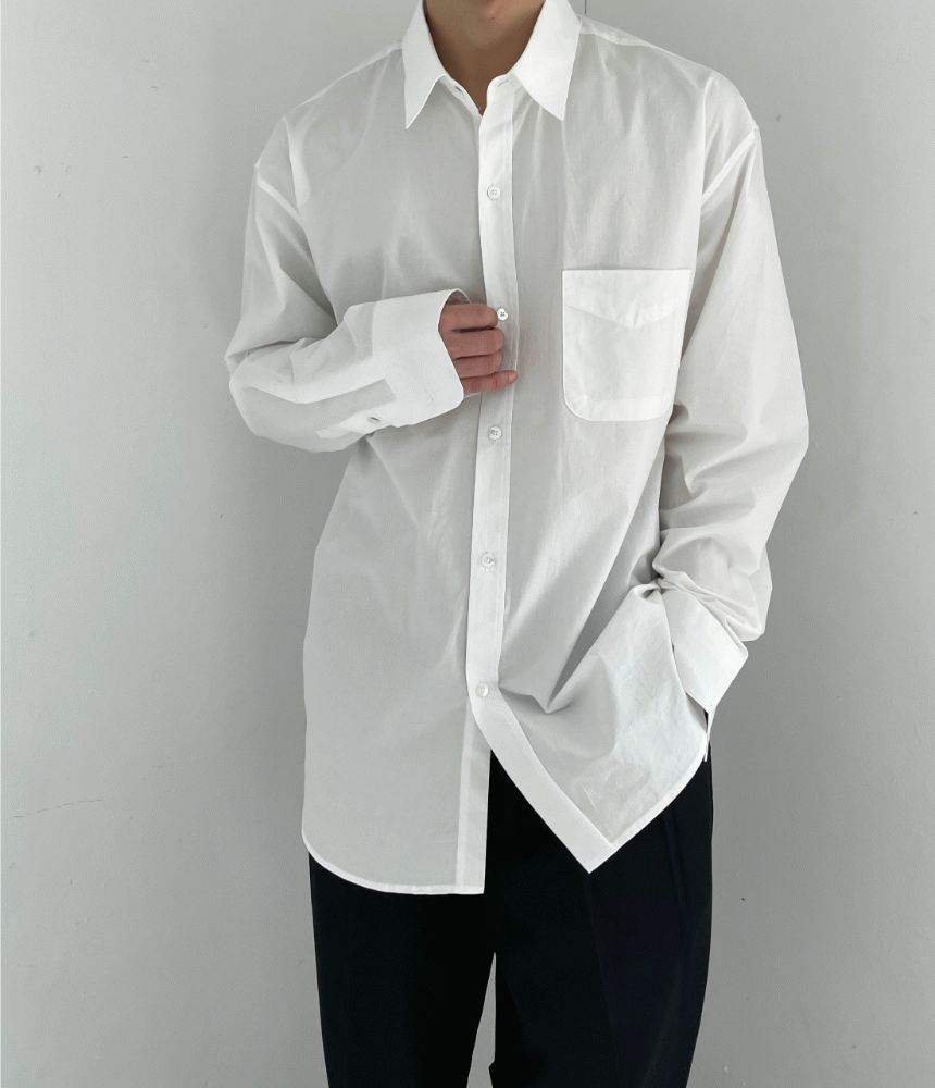 모인 포켓 카라 셔츠 (4color)